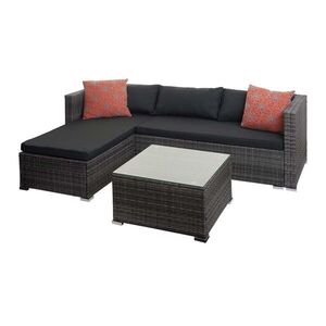MCW POLY-RATTAN SADA Šedá, šedá, oranžová obraz