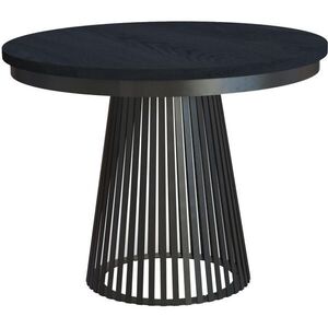 Beautysofa JÍDELNÍ STŮL Lumi, kulatý, rozkládací do 180 cm, s kovovými nohami, černá obraz