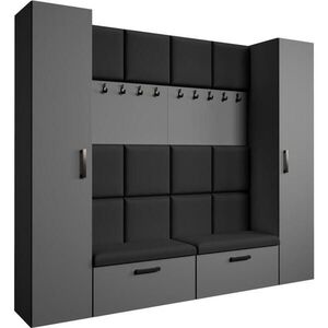 Beautysofa PŘEDSÍŇOVÁ sestava Margaret XL 242/203/43 s čalouněnými panely a botníkem, grafitová obraz