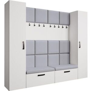 Beautysofa PŘEDSÍŇOVÁ sestava Margaret XL 242/203/43 s čalouněnými panely a botníkem, bílá obraz