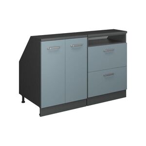 Vicco KUCHYŇSKÁ SKŘÍŇKA POD ŠIKMOU STŘECHU R-Line Modrošedá 120 cm Sada 2 korpusů skříně hloubka 60 cm obraz