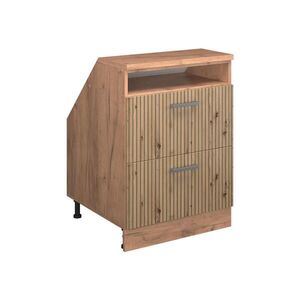 Vicco KUCHYŇSKÁ SKŘÍŇKA POD ŠIKMOU STŘECHU R-Line Řemeslný dub 60 cm se 2 zásuvkami, korpus skříně hloubka 60 cm obraz