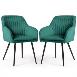 RAUMHIRSCH FURNITURE ČALOUNĚNÁ ŽIDLE, sada 2 ks, kovové nohy, zelená, černá 54, 5/82/58 obraz