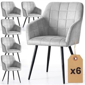 RAUMHIRSCH FURNITURE ČALOUNĚNÁ ŽIDLE, sada 6 ks, kovové nohy, šedá 54/82/58 obraz