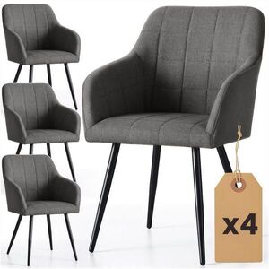 RAUMHIRSCH FURNITURE ČALOUNĚNÁ ŽIDLE, sada 4 ks, kovové nohy, grafitová, černá, x 54/82/58 obraz