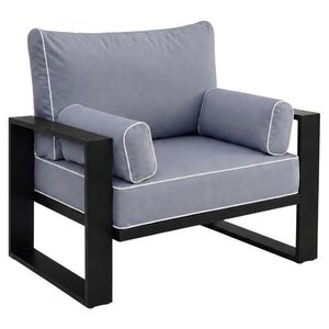Beautysofa KŘESLO na terasu Verdino s kovovým rámem, modrošedý obraz