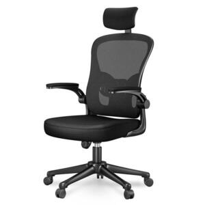 Rattantree ERGONOMICKÁ-KANCELÁŘSKÁ-ŽIDLE, nastavitelná výška, sklápěcí opěrky na ruce, hlavová opěrka – Černá obraz