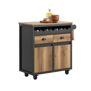 SoBuy KUCHYŇSKÝ OSTRŮVEK se 2 zásuvkami Hnědá 89x40x87cm Industriální obraz
