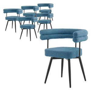 ML-DESIGN OTOČNÉ jídelní židle, sada 6 ks, modrá, látka Teddy obraz