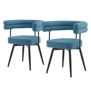 ML-DESIGN JÍDELNÍ ŽIDLE otočné, sada 2 ks, modrá plyšová látka obraz