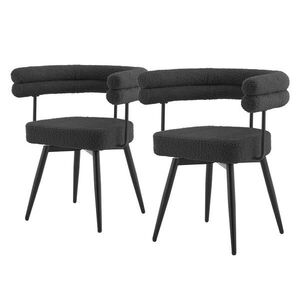 ML-DESIGN OTOČNÉ jídelní židle, sada 2 ks, tmavě šedá látka Teddy obraz