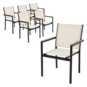 ML-DESIGN ZÁHRADNÍ ŽIDLE, sada 6 ks, béžové, z textilene s hliníkovou konstrukcí obraz