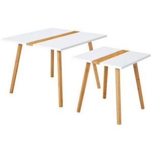 PBJ SADA ODKLÁDACÍCH STOLKŮ, přírodní barvy, bílá, dřevo, 60/40/60/40/45/40 cm obraz
