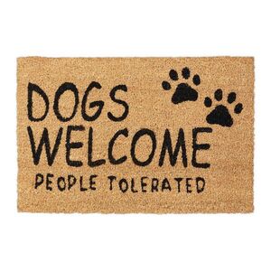 Relaxdays ROHOŽKA Přírodní Černá kokos Dogs Welcome 60x40 cm obraz