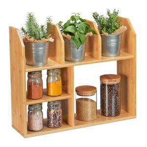Relaxdays REGÁL Přírodní bambus 6 přihrádek 45, 5x55x16 cm obraz