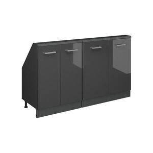 Vicco KUCHYŇSKÁ SKŘÍŇKA POD ŠIKMOU STŘECHU R-Line Antracitový vysoký lesk 140 cm Sada 2 kusů obraz