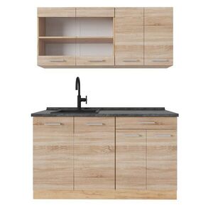 Vicco JEDNOTKOVÁ KUCHYNĚ R-Line Dub Sonoma/Goldkraft 140 cm , PD Antracit obraz