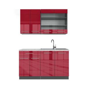 Vicco JEDNOTKOVÁ KUCHYNĚ Fame-Line Bordeaux vysoký lesk/antracitová 140 cm , PD Mramor obraz