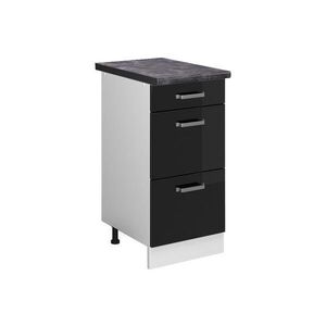 Vicco SPODNÍ SKŘÍŇKA KUCHYŇSKÉ LINKY R-Line Černý vysoký lesk 40 cm se zásuvkami, PD Antracit obraz