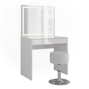 Vicco TOALETNÍ STOLEK Sherry Bílá/bílý vysoký lesk 81.4 cm s LED zrcadlem a stoličkou obraz