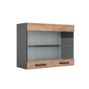 Vicco SKLENĚNÁ KUCHYŇSKÁ SKŘÍŇKA R-Line Zlatý mocný dub 80 cm obraz
