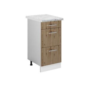Vicco SPODNÍ SKŘÍŇKA KUCHYŇSKÉ LINKY R-Line Řemeslný dub 40 cm se zásuvkami a pracovní deskou obraz