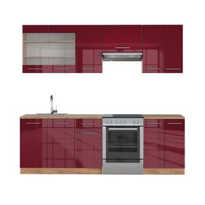 Vicco KUCHYŇSKÝ KOUT Fame-Line Bordeaux vysoký lesk/zlatý dub 240 cm , PD Dub obraz