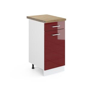 Vicco SPODNÍ SKŘÍŇKA KUCHYŇSKÉ LINKY R-Line Červená vysoký lesk 40 cm , PD Dub obraz