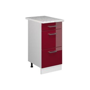 Vicco SPODNÍ SKŘÍŇKA KUCHYŇSKÉ LINKY R-Line Červená vysoký lesk 40 cm se zásuvkami a pracovní deskou obraz