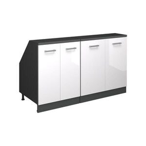 Vicco KUCHYŇSKÁ SKŘÍŇKA POD ŠIKMOU STŘECHU R-Line Bílá vysoký lesk 140 cm Sada 2 korpusů skříně hloubka 60 cm obraz