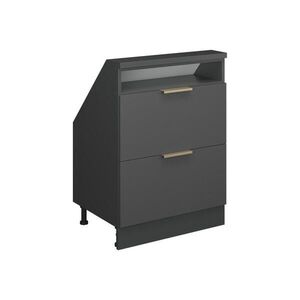 Vicco KUCHYŇSKÁ SKŘÍŇKA POD ŠIKMOU STŘECHU R-Line Antracitově zlatý 60 cm se 2 zásuvkami obraz