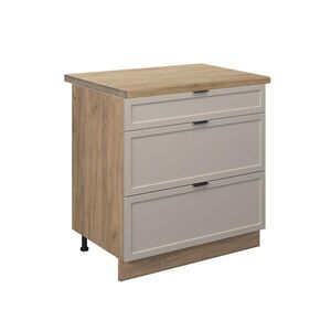 Vicco SPODNÍ SKŘÍŇKA KUCHYŇSKÉ LINKY Fame-Line GreyBeige 80 cm se 3 zásuvkami, PD Dub obraz