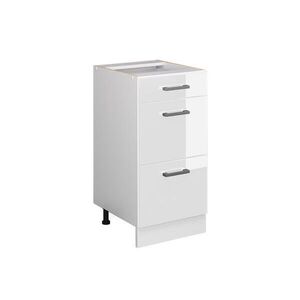 Vicco SPODNÍ SKŘÍŇKA KUCHYŇSKÉ LINKY R-Line Bílá vysoký lesk 40 cm se zásuvkami, bez pracovní desky obraz