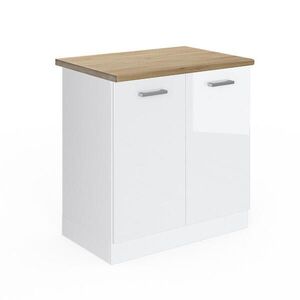 Vicco SKŘÍŇKA POD DŘEZ R-Line Bílá vysoký lesk 80 cm , PD Dub obraz