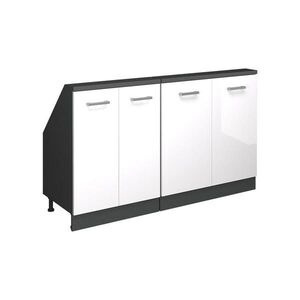 Vicco KUCHYŇSKÁ SKŘÍŇKA POD ŠIKMOU STŘECHU R-Line Bílá vysoký lesk 140 cm Sada 2 kusů obraz