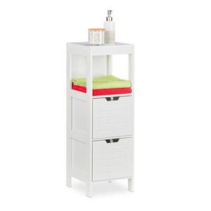 Relaxdays SKŘÍŇKA Bílá koupelnová MDF 2 zásuvky 90 cm obraz