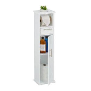 Relaxdays WC-SKŘÍŇKA Bílá se zásuvkou bambus 87, 5 cm obraz
