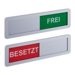 Relaxdays ŠTÍTEK stříbrný 2ks-Set Obsazeno Volno 5x18 cm obraz
