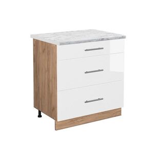 Vicco SPODNÍ SKŘÍŇKA KUCHYŇSKÉ LINKY Fame-Line Bílá vysoký lesk 80 cm se 3 zásuvkami, PD Mramor obraz