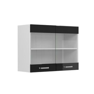 Vicco SKLENĚNÁ KUCHYŇSKÁ SKŘÍŇKA R-Line Černý vysoký lesk 80 cm obraz
