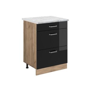 Vicco SPODNÍ SKŘÍŇKA KUCHYŇSKÉ LINKY R-Line Černý vysoký lesk 60 cm PD Mramor obraz