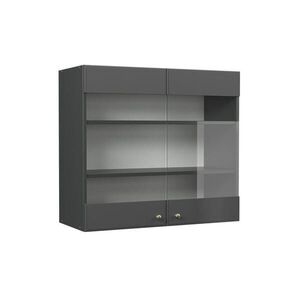 Vicco SKLENĚNÁ KUCHYŇSKÁ SKŘÍŇKA Fame-Line Anthrazit-Gold Landhaus 80 cm obraz