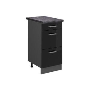 Vicco SPODNÍ SKŘÍŇKA KUCHYŇSKÉ LINKY R-Line Černý vysoký lesk 40 cm se zásuvkami, PD Antracit obraz