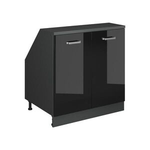 Vicco ŠIKMÁ SKŘÍŇ Rion Černý vysoký lesk 80 x 81.6 cm se 2 dveřmi, korpus skříně hloubka 60 cm obraz