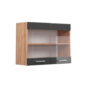 Vicco SKLENĚNÁ KUCHYŇSKÁ SKŘÍŇKA R-Line Antracitový vysoký lesk 80 cm obraz