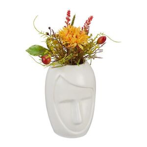 Relaxdays VÁZA Bílá keramika obličej boho 14, 5 cm obraz
