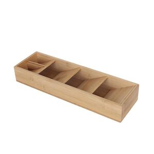 Relaxdays PŘÍBOROVNÍK Přírodní bambus 5 přihrádek 40x12 cm obraz