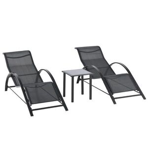 Outsunny ZAHRADNÍ LEHÁTKO se stolem, 59D x 169Š x 66V cm, kov, síťovina, černá obraz
