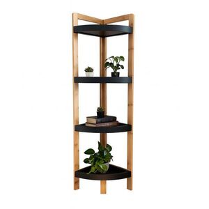 Relaxdays REGÁL Přírodní-Černý rohový bambus 4 police 105, 5 cm obraz