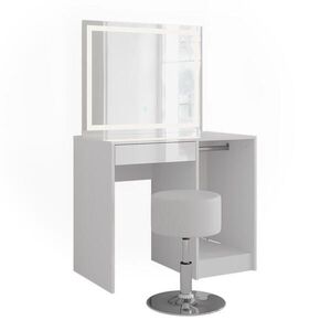 Vicco TOALETNÍ STOLEK Sherry Bílá/bílý vysoký lesk 89.8 cm s LED zrcadlem a stoličkou obraz